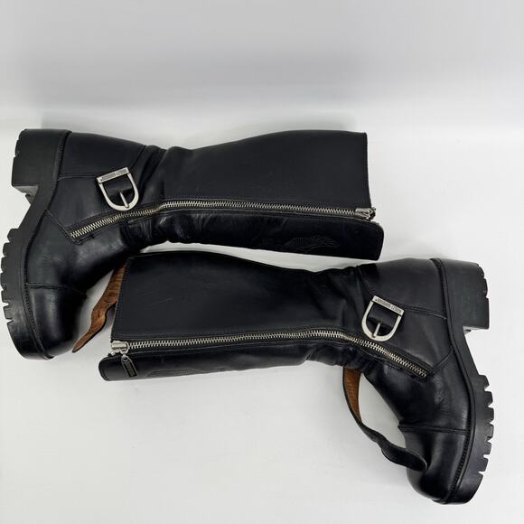 Vintage Harley-Davidson Tall Boots Women 6 Black Riding Eagle Logo Leather - Picture 3 of 16